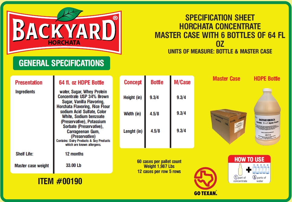 backyard beverages nutritional information