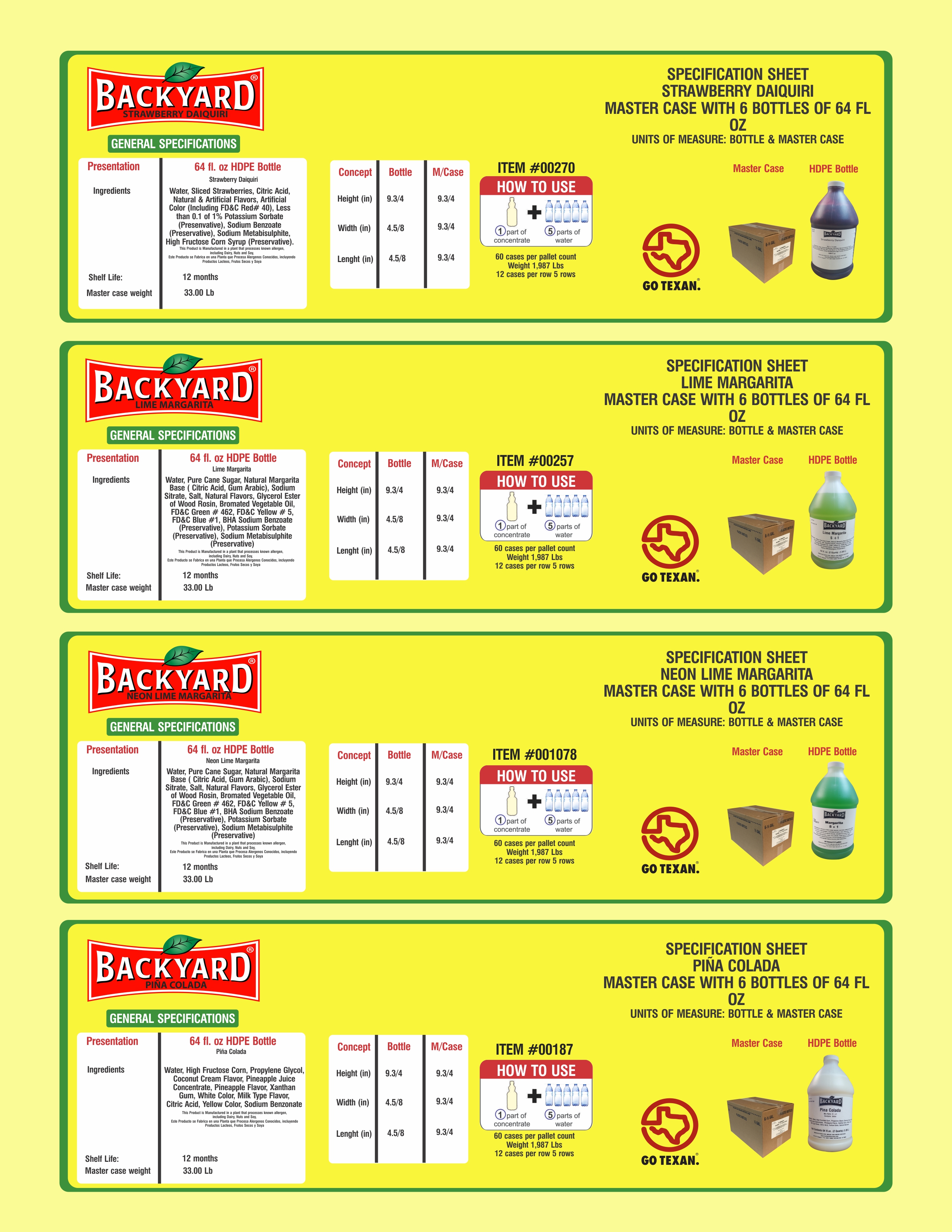 backyard beverages nutritional information