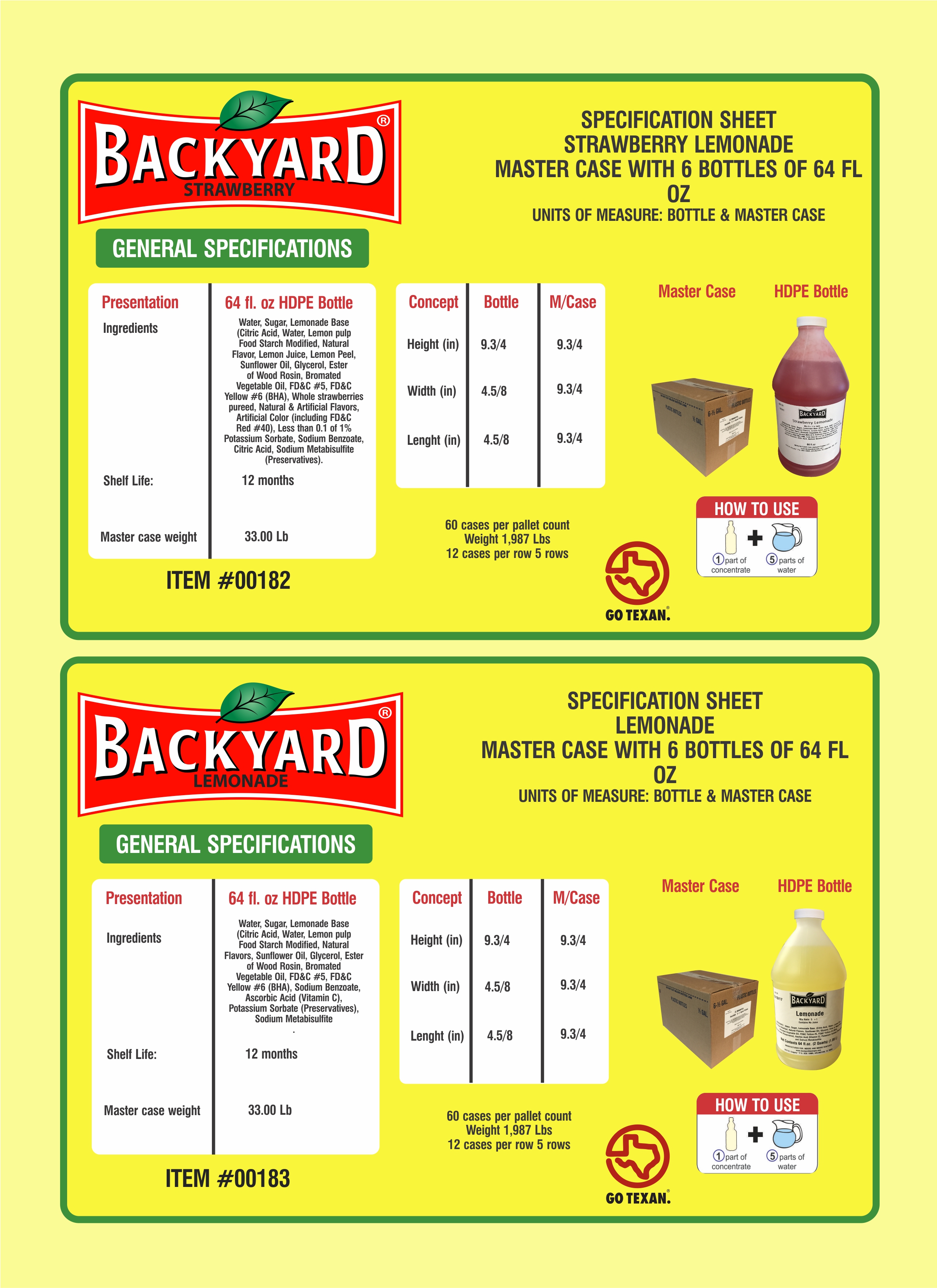 backyard beverages nutritional information