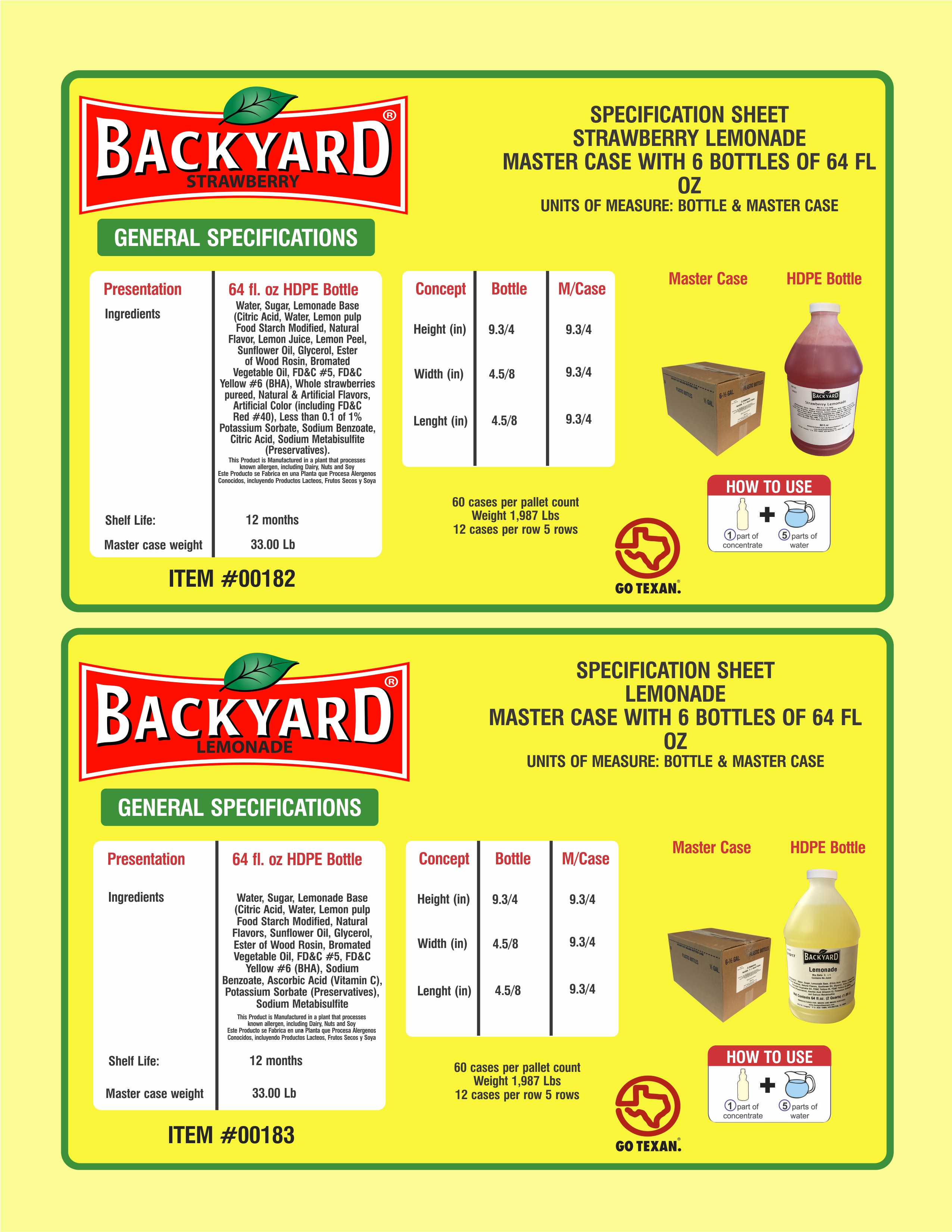 backyard beverages nutritional information